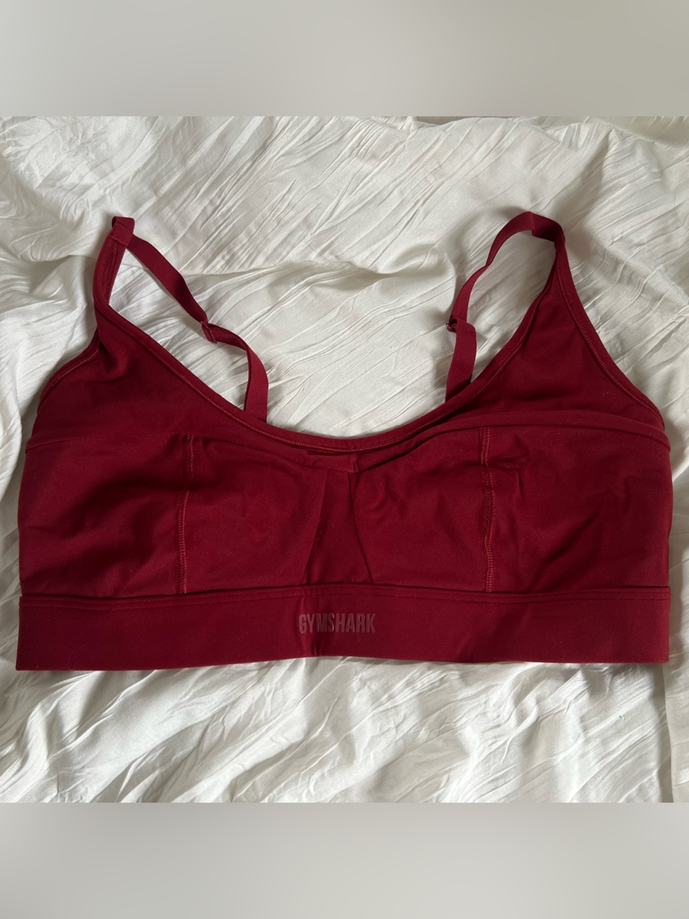 Gymshark Deep Red Wireless Sports Bra with Thin Straps